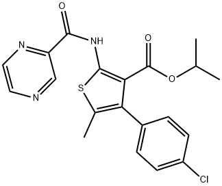 isopropyl 4-(4-chlorophenyl)-5-methyl-2-(pyrazine-2-carboxamido)thiophene-3-carboxylate Structural