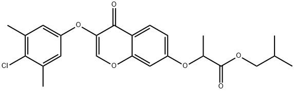 isobutyl 2-((3-(4-chloro-3,5-dimethylphenoxy)-4-oxo-4H-chromen-7-yl)oxy)propanoate Structural