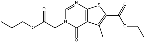 ethyl 5-methyl-4-oxo-3-(2-oxo-2-propoxyethyl)-3,4-dihydrothieno[2,3-d]pyrimidine-6-carboxylate Structural