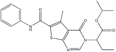 isopropyl 2-(5-methyl-4-oxo-6-(phenylcarbamoyl)thieno[2,3-d]pyrimidin-3(4H)-yl)butanoate Structural