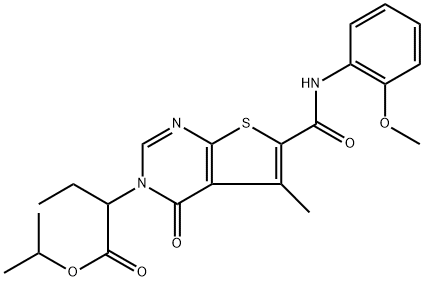 isopropyl 2-(6-((2-methoxyphenyl)carbamoyl)-5-methyl-4-oxothieno[2,3-d]pyrimidin-3(4H)-yl)butanoate Structural