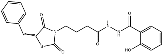N'-[4-(5-benzylidene-2,4-dioxo-1,3-thiazolidin-3-yl)butanoyl]-2-hydroxybenzohydrazide Structural