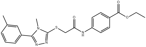ethyl 4-(2-((4-methyl-5-(m-tolyl)-4H-1,2,4-triazol-3-yl)thio)acetamido)benzoate Structural