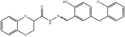 N'-{(E)-[5-(2-chlorobenzyl)-2-hydroxyphenyl]methylidene}-2,3-dihydro-1,4-benzodioxine-2-carbohydrazide Structural