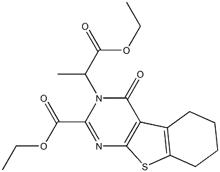 ethyl 3-(1-ethoxy-1-oxopropan-2-yl)-4-oxo-3,4,5,6,7,8-hexahydrobenzo[4,5]thieno[2,3-d]pyrimidine-2-carboxylate Structural