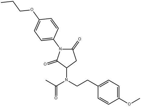 N-[2,5-dioxo-1-(4-propoxyphenyl)pyrrolidin-3-yl]-N-[2-(4-methoxyphenyl)ethyl]acetamide Structural