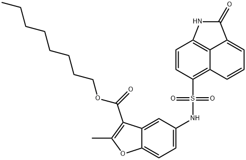 octyl 2-methyl-5-(2-oxo-1,2-dihydrobenzo[cd]indole-6-sulfonamido)benzofuran-3-carboxylate Structural