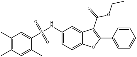 ethyl 2-phenyl-5-(2,4,5-trimethylphenylsulfonamido)benzofuran-3-carboxylate Structural