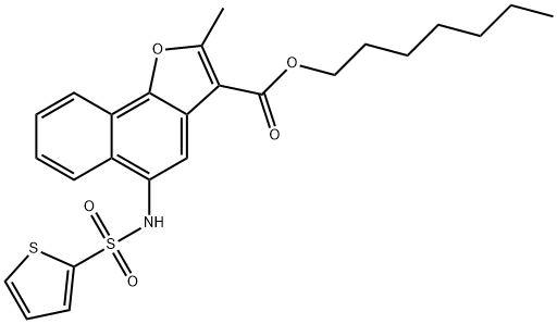 heptyl 2-methyl-5-(thiophene-2-sulfonamido)naphtho[1,2-b]furan-3-carboxylate Structural