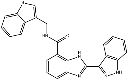 N-(benzo[b]thien-3-ylmethyl)-2-(1H-indazol-3-yl)-1H-Benzimidazole-7-carboxamide Structural