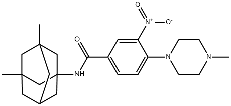 N-(3,5-dimethyltricyclo[3.3.1.1~3,7~]dec-1-yl)-4-(4-methylpiperazin-1-yl)-3-nitrobenzamide Structural