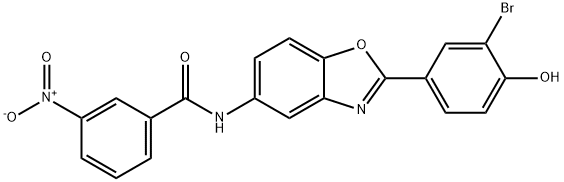 N-(2-(3-bromo-4-hydroxyphenyl)benzo[d]oxazol-5-yl)-3-nitrobenzamide Structural