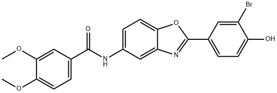 N-(2-(3-bromo-4-hydroxyphenyl)benzo[d]oxazol-5-yl)-3,4-dimethoxybenzamide Structural