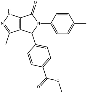 methyl 4-[3-methyl-5-(4-methylphenyl)-6-oxo-1,4,5,6-tetrahydropyrrolo[3,4-c]pyrazol-4-yl]benzoate Structural