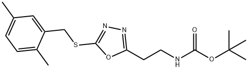 tert-butyl (2-(5-((2,5-dimethylbenzyl)thio)-1,3,4-oxadiazol-2-yl)ethyl)carbamate Structural