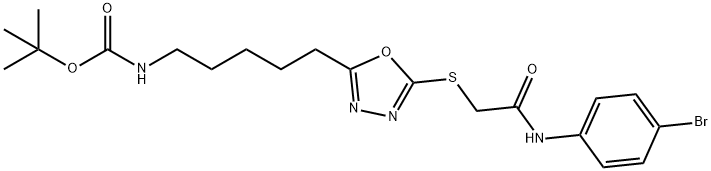 tert-butyl (5-(5-((2-((4-bromophenyl)amino)-2-oxoethyl)thio)-1,3,4-oxadiazol-2-yl)pentyl)carbamate Structural