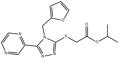 isopropyl 2-((4-(furan-2-ylmethyl)-5-(pyrazin-2-yl)-4H-1,2,4-triazol-3-yl)thio)acetate Structural