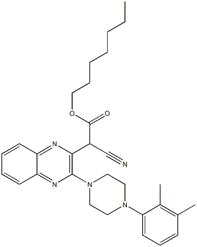 heptyl 2-cyano-2-(3-(4-(2,3-dimethylphenyl)piperazin-1-yl)quinoxalin-2-yl)acetate Structural