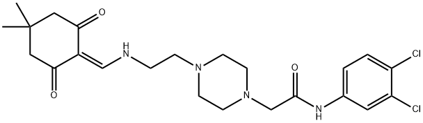 N-(3,4-dichlorophenyl)-2-[4-(2-{[(4,4-dimethyl-2,6-dioxocyclohexylidene)methyl]amino}ethyl)piperazin-1-yl]acetamide Structural