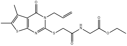 ethyl 2-(2-((3-allyl-5,6-dimethyl-4-oxo-3,4-dihydrothieno[2,3-d]pyrimidin-2-yl)thio)acetamido)acetate Structural