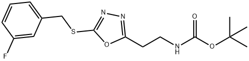 tert-butyl (2-(5-((3-fluorobenzyl)thio)-1,3,4-oxadiazol-2-yl)ethyl)carbamate Structural