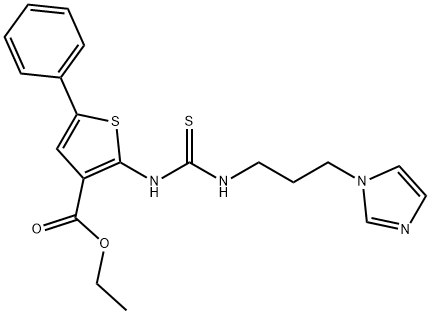 ethyl 2-(3-(3-(1H-imidazol-1-yl)propyl)thioureido)-5-phenylthiophene-3-carboxylate Structural