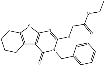 ethyl 2-((3-benzyl-4-oxo-3,4,5,6,7,8-hexahydrobenzo[4,5]thieno[2,3-d]pyrimidin-2-yl)thio)acetate Structural