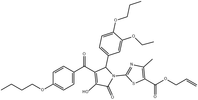 allyl 2-(3-(4-butoxybenzoyl)-2-(3-ethoxy-4-propoxyphenyl)-4-hydroxy-5-oxo-2,5-dihydro-1H-pyrrol-1-yl)-4-methylthiazole-5-carboxylate Structural