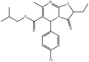 isobutyl 5-(4-chlorophenyl)-2-ethyl-7-methyl-3-oxo-3,5-dihydro-2H-thiazolo[3,2-a]pyrimidine-6-carboxylate Structural