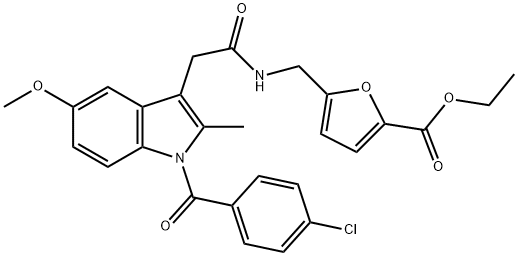 ethyl 5-((2-(1-(4-chlorobenzoyl)-5-methoxy-2-methyl-1H-indol-3-yl)acetamido)methyl)furan-2-carboxylate Structural