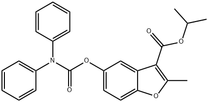 isopropyl 5-((diphenylcarbamoyl)oxy)-2-methylbenzofuran-3-carboxylate Structural