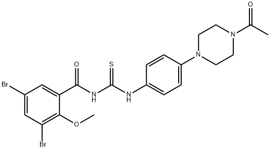 N-{[4-(4-acetylpiperazin-1-yl)phenyl]carbamothioyl}-3,5-dibromo-2-methoxybenzamide Structural