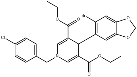 diethyl 4-(6-bromobenzo[d][1,3]dioxol-5-yl)-1-(4-chlorobenzyl)-1,4-dihydropyridine-3,5-dicarboxylate Structural