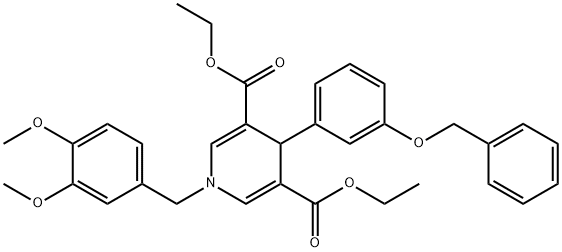 diethyl 4-(3-(benzyloxy)phenyl)-1-(3,4-dimethoxybenzyl)-1,4-dihydropyridine-3,5-dicarboxylate Structural
