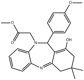 methyl 2-(1-hydroxy-11-(4-methoxyphenyl)-3,3-dimethyl-3,4-dihydro-2H-dibenzo[b,e][1,4]diazepin-10(11H)-yl)acetate Structural