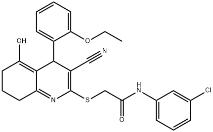 N-(3-chlorophenyl)-2-((3-cyano-4-(2-ethoxyphenyl)-5-hydroxy-4,6,7,8-tetrahydroquinolin-2-yl)thio)acetamide Structural
