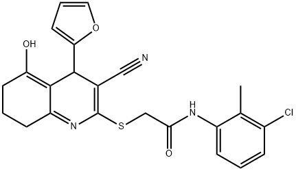 N-(3-chloro-2-methylphenyl)-2-((3-cyano-4-(furan-2-yl)-5-hydroxy-4,6,7,8-tetrahydroquinolin-2-yl)thio)acetamide Structural