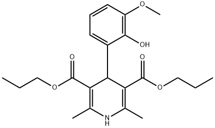 dipropyl 4-(2-hydroxy-3-methoxyphenyl)-2,6-dimethyl-1,4-dihydropyridine-3,5-dicarboxylate Structural