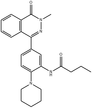 N-[5-(3-methyl-4-oxo-3,4-dihydrophthalazin-1-yl)-2-(piperidin-1-yl)phenyl]butanamide Structural