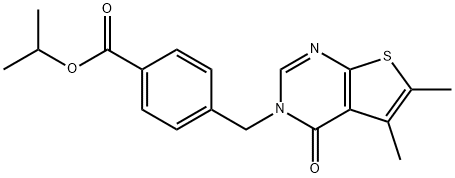 isopropyl 4-((5,6-dimethyl-4-oxothieno[2,3-d]pyrimidin-3(4H)-yl)methyl)benzoate Structural