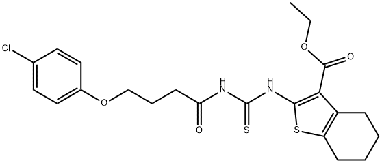 ethyl 2-(3-(4-(4-chlorophenoxy)butanoyl)thioureido)-4,5,6,7-tetrahydrobenzo[b]thiophene-3-carboxylate Structural
