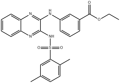 ethyl 3-[(3-{[(2,5-dimethylphenyl)sulfonyl]amino}quinoxalin-2-yl)amino]benzoate Structural