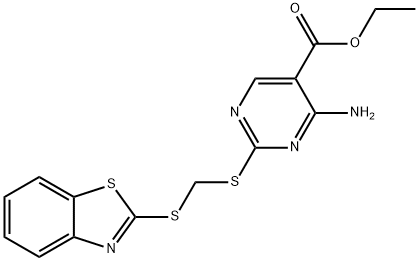 ethyl 2-(((benzo[d]thiazol-2-ylthio)methyl)thio)-6-imino-1,6-dihydropyrimidine-5-carboxylate Structural