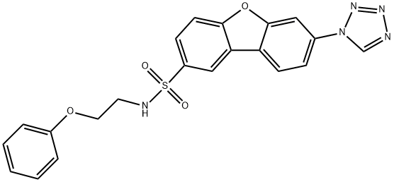 N-(2-phenoxyethyl)-7-(1H-tetrazol-1-yl)dibenzo[b,d]furan-2-sulfonamide Structural