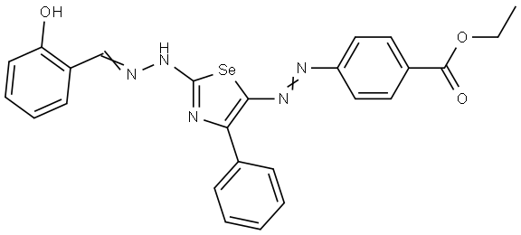 ethyl 4-((E)-(2-((E)-2-(2-hydroxybenzylidene)hydrazinyl)-4-phenyl-1,3-selenazol-5-yl)diazenyl)benzoate Structural