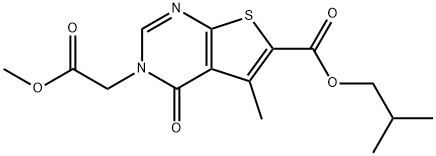 isobutyl 3-(2-methoxy-2-oxoethyl)-5-methyl-4-oxo-3,4-dihydrothieno[2,3-d]pyrimidine-6-carboxylate Structural