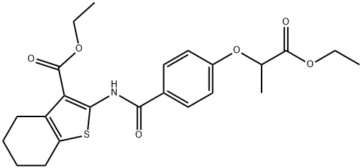 ethyl 2-{[4-(2-ethoxy-1-methyl-2-oxoethoxy)benzoyl]amino}-4,5,6,7-tetrahydro-1-benzothiophene-3-carboxylate Structural