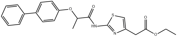 ethyl 2-(2-(2-([1,1'-biphenyl]-4-yloxy)propanamido)thiazol-4-yl)acetate Structural