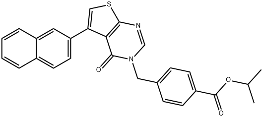 isopropyl 4-((5-(naphthalen-2-yl)-4-oxothieno[2,3-d]pyrimidin-3(4H)-yl)methyl)benzoate Structural