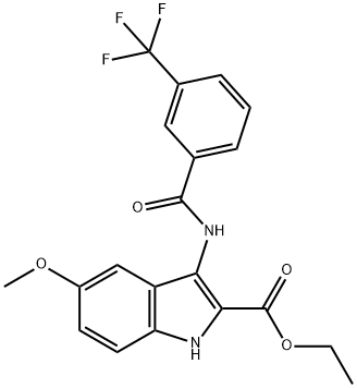 ethyl 5-methoxy-3-(3-(trifluoromethyl)benzamido)-1H-indole-2-carboxylate Structural